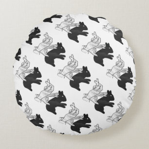 Hand-Silhouette-Hase Rundes Kissen