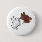 Hand Silhouette Hund Brown Button (Vorderseite)