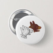 Hand Silhouette Hund Brown Button (Vorne & Hinten)