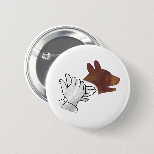 Hand Silhouette Hund Brown Button (Vorne & Hinten)