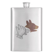 Hand Silhouette Hund Brown Flachmann (Vorderseite)