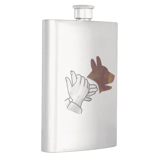 Hand Silhouette Hund Brown Flachmann (Rechts)