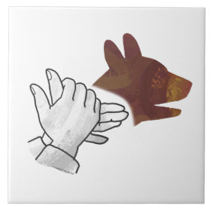 Hand Silhouette Hund Brown Fliese
