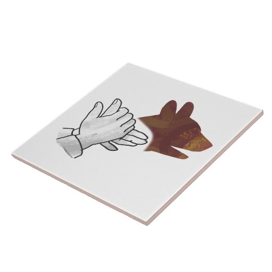 Hand Silhouette Hund Brown Fliese (Seite)