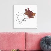 Hand Silhouette Hund Brown Leinwanddruck (Insitu (Wohnzimmer))