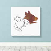 Hand Silhouette Hund Brown Leinwanddruck (Insitu (Holzboden))