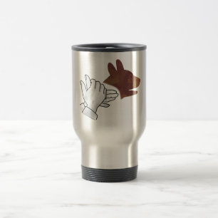 Hand Silhouette Hund Brown Reisebecher