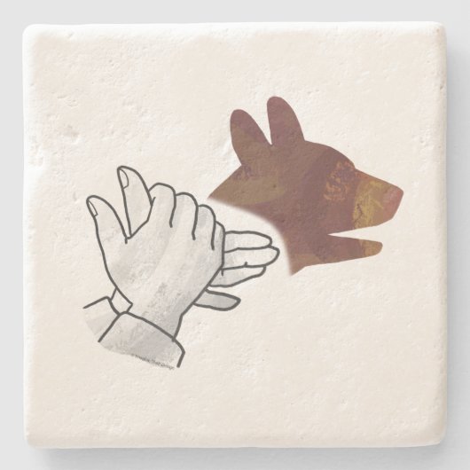 Hand Silhouette Hund Brown Steinuntersetzer (Vorderseite)