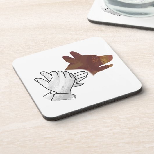 Hand Silhouette Hund Brown Untersetzer (Linke Seite)