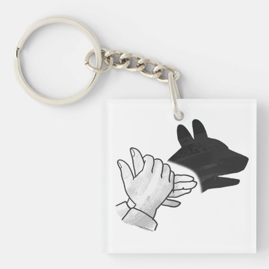Hand-Silhouette-Schwarzhund Schlüsselanhänger (Vorderseite)