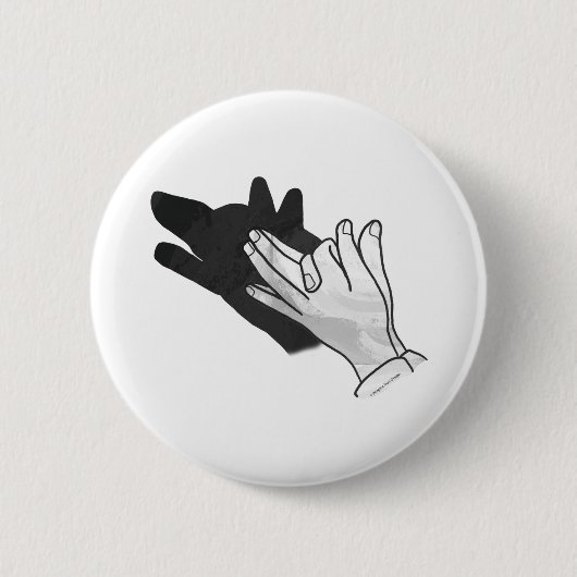 Hand Silhouette Wolf Button (Vorderseite)