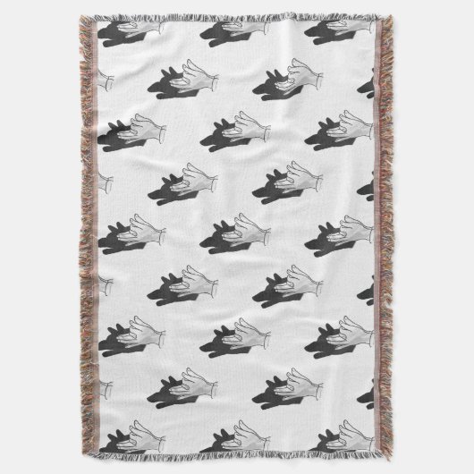 Hand Silhouette Wolf Decke (Vorderseite Vertikal)