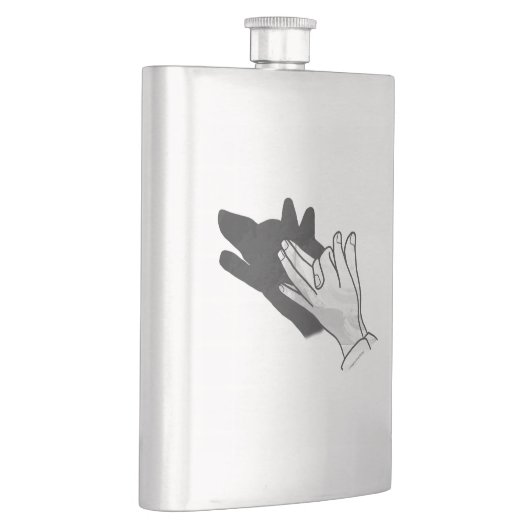 Hand Silhouette Wolf Flachmann (Rechts)