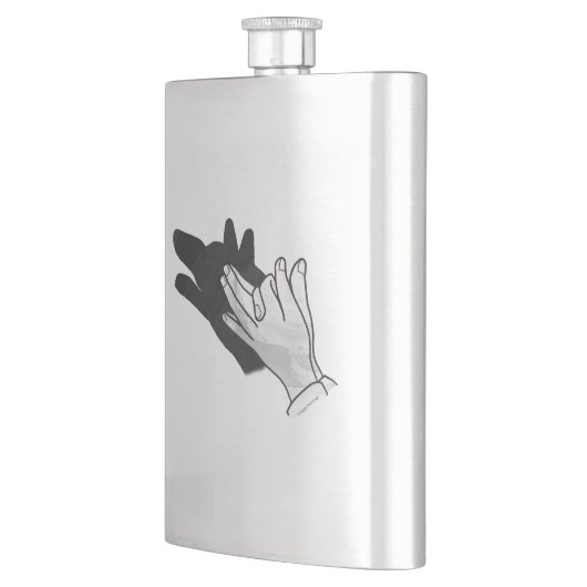 Hand Silhouette Wolf Flachmann (Links)