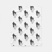 Hand Silhouette Wolf Fleecedecke (Vorderseite)