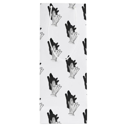 Hand Silhouette Wolf Geschenktüte Für Weinflaschen (Rückseite)