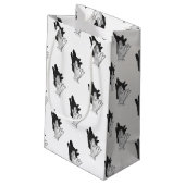 Hand Silhouette Wolf Kleine Geschenktüte (Rückseite Schrägansicht)
