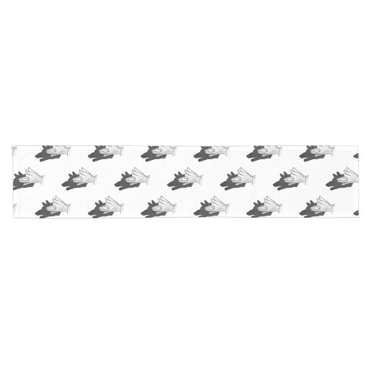 Hand Silhouette Wolf Kurzer Tischläufer (Horizontal)