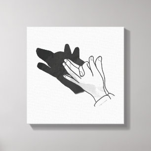 Hand Silhouette Wolf Leinwanddruck