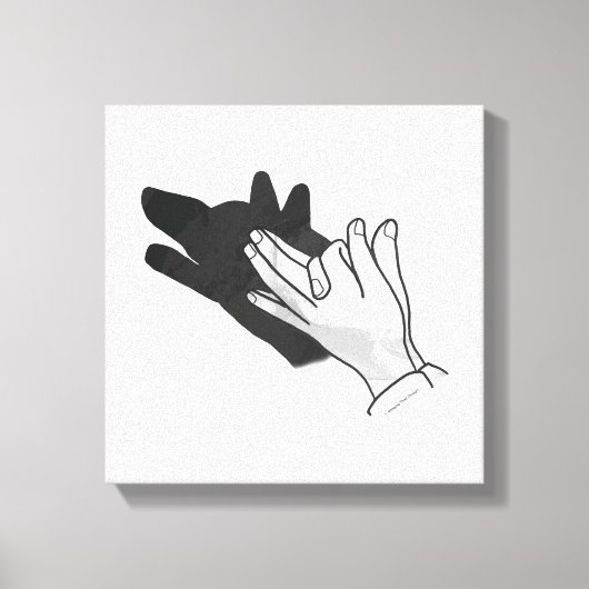 Hand Silhouette Wolf Leinwanddruck (Vorderseite)