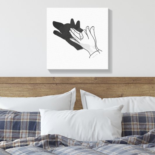 Hand Silhouette Wolf Leinwanddruck (Insitu (Schlafzimmer))