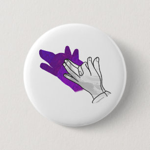 Hand Silhouette Wolf Lila Button