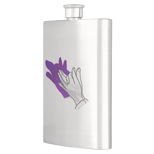 Hand Silhouette Wolf Lila Flachmann (Links)