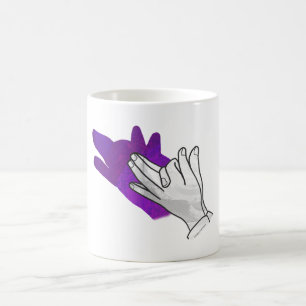 Hand Silhouette Wolf Lila Kaffeetasse