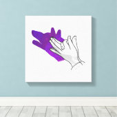 Hand Silhouette Wolf Lila Leinwanddruck (Insitu (Holzboden))