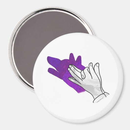 Hand Silhouette Wolf Lila Magnet (Vorderseite/Rückseite)