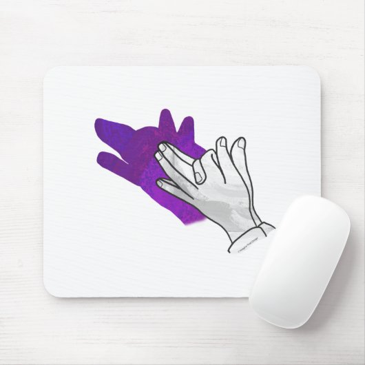 Hand Silhouette Wolf Lila Mousepad (Mit Mouse)