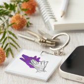 Hand Silhouette Wolf Lila Schlüsselanhänger (Vorderseite rechts)