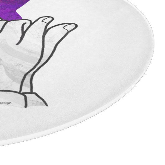 Hand Silhouette Wolf Lila Schneidebrett (Ecke)