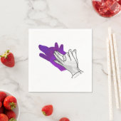 Hand Silhouette Wolf Lila Serviette (Beispiel)