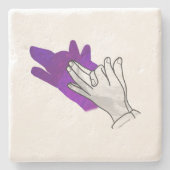 Hand Silhouette Wolf Lila Steinuntersetzer (Vorderseite)
