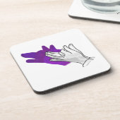 Hand Silhouette Wolf Lila Untersetzer (Linke Seite)