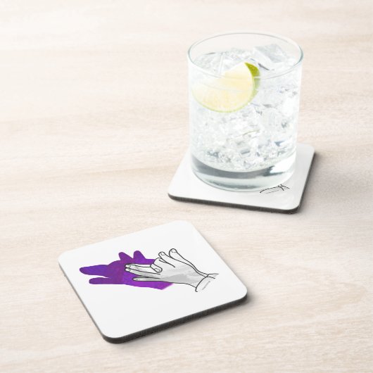 Hand Silhouette Wolf Lila Untersetzer (Rechte Seite)