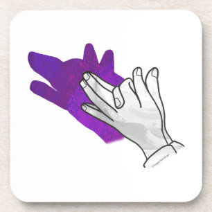Hand Silhouette Wolf Lila Untersetzer
