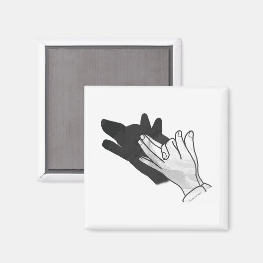 Hand Silhouette Wolf Magnet (Vorderseite/Rückseite)