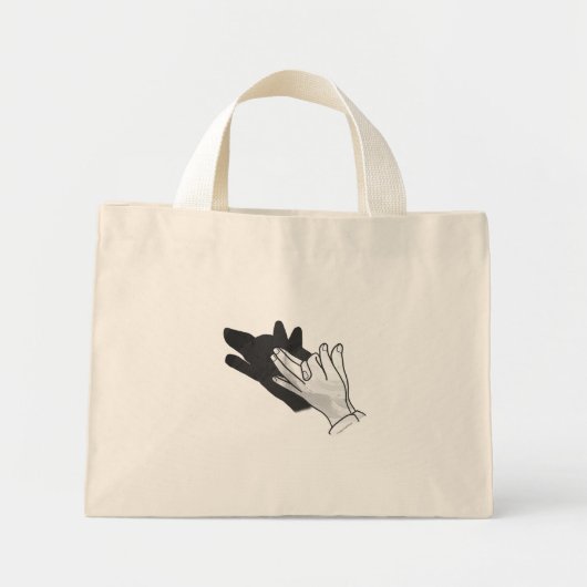 Hand Silhouette Wolf Mini Stoffbeutel (Vorne)