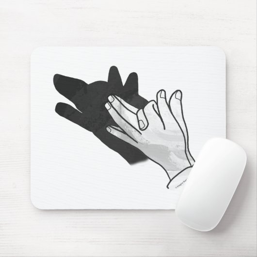 Hand Silhouette Wolf Mousepad (Mit Mouse)