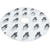 Hand Silhouette Wolf Polyester Weihnachtsbaumdecke (Schrägansicht)