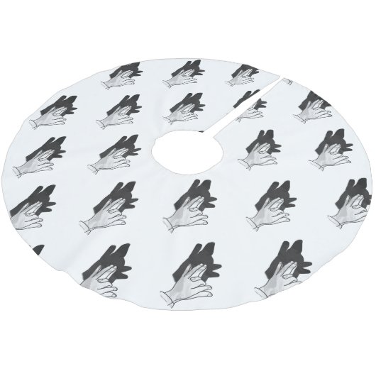 Hand Silhouette Wolf Polyester Weihnachtsbaumdecke (Schrägansicht)