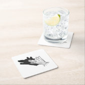 Hand Silhouette Wolf Rechteckiger Pappuntersetzer (Vor Ort)