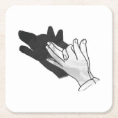 Hand Silhouette Wolf Rechteckiger Pappuntersetzer (Vorderseite)