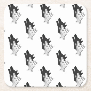 Hand Silhouette Wolf Rechteckiger Pappuntersetzer