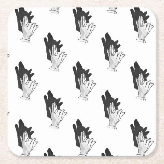 Hand Silhouette Wolf Rechteckiger Pappuntersetzer (Vorderseite)