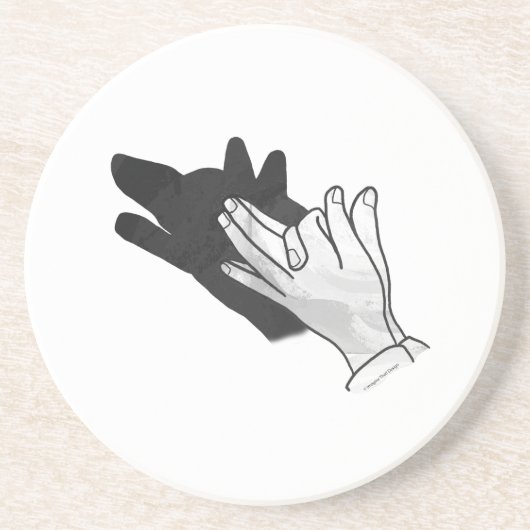 Hand Silhouette Wolf Sandstein Untersetzer (Vorne)