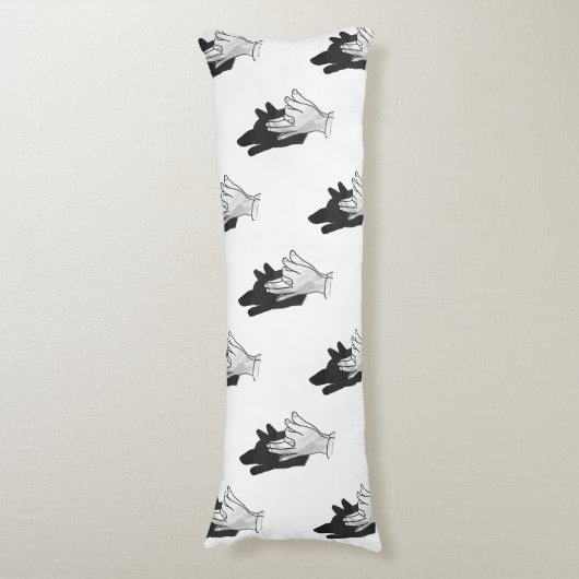 Hand Silhouette Wolf Seitenschläferkissen (Vorderseite Vertikal)