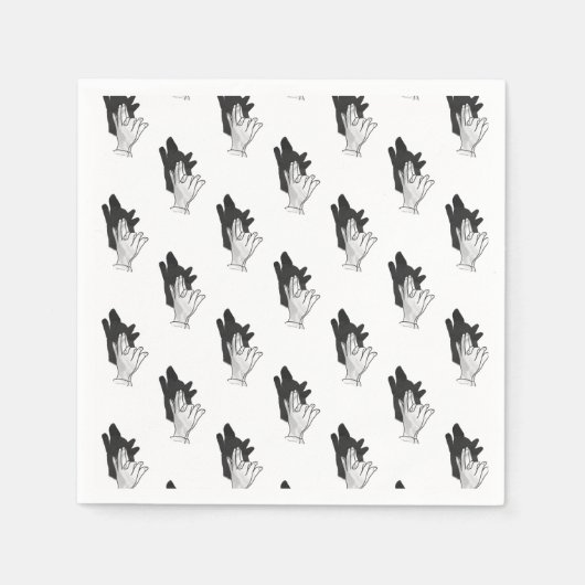 Hand Silhouette Wolf Serviette (Vorderseite)